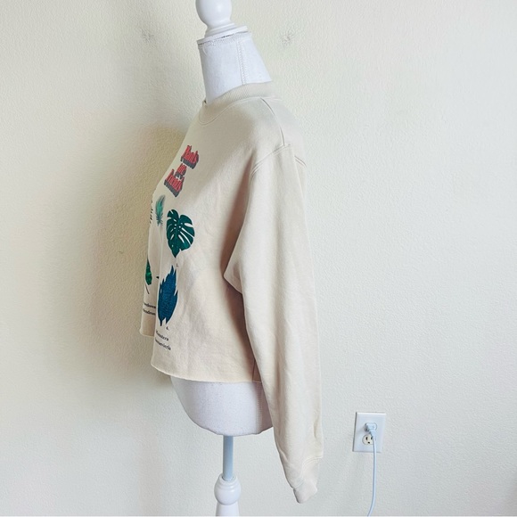 Might Fine Cream Plants Are Friends Graphic Cropped Sweatshirt Top - Picture 5 of 11